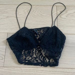 Black lace cropped tank